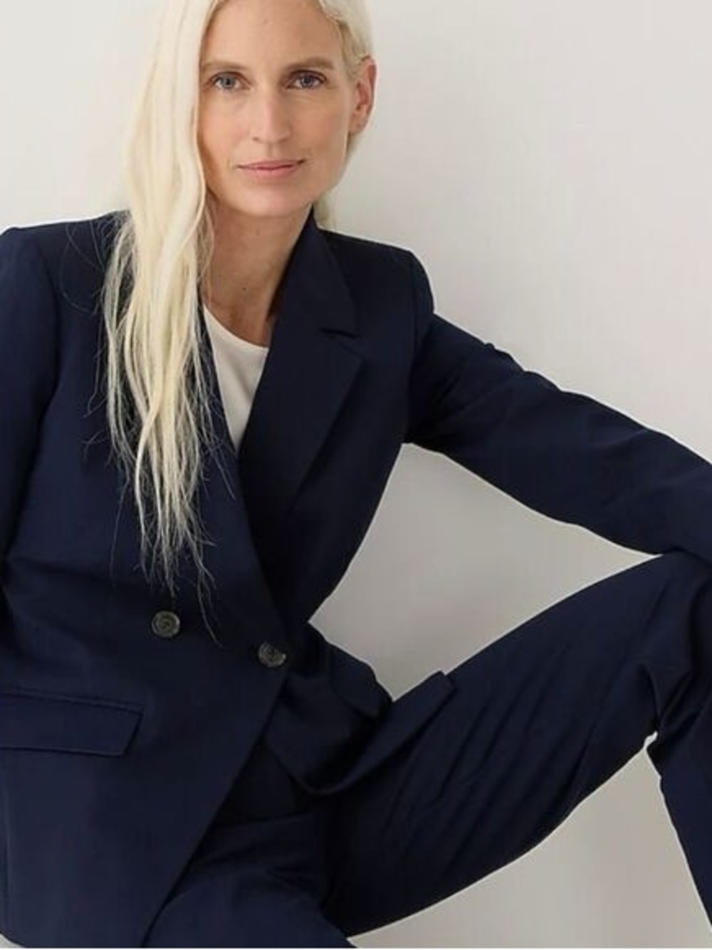 J. Crew Devon Bi-Stretch Cotton Blend Blazer in Navy